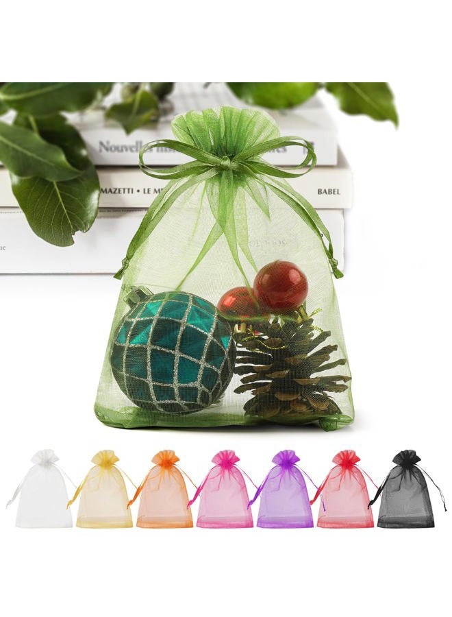 ANZNKU 50 Pack Organza Bags 4 x 6 inch Premium Sheer Drawstring Small Mesh Bags for Candy Jewelry Party Wedding Christmas Favor Gift Bags (Green) - Image 1