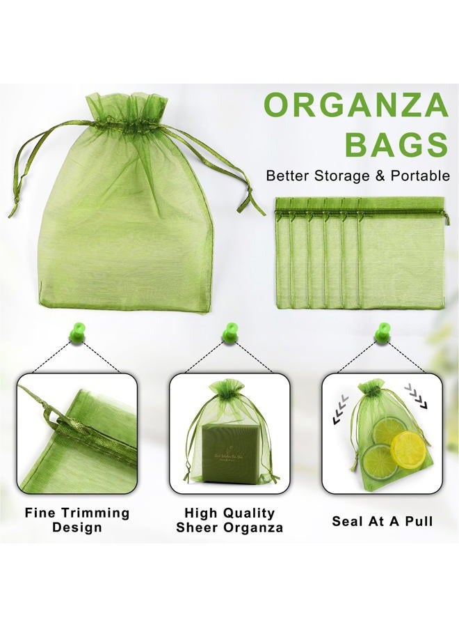 ANZNKU 50 Pack Organza Bags 4 x 6 inch Premium Sheer Drawstring Small Mesh Bags for Candy Jewelry Party Wedding Christmas Favor Gift Bags (Green) - Image 5