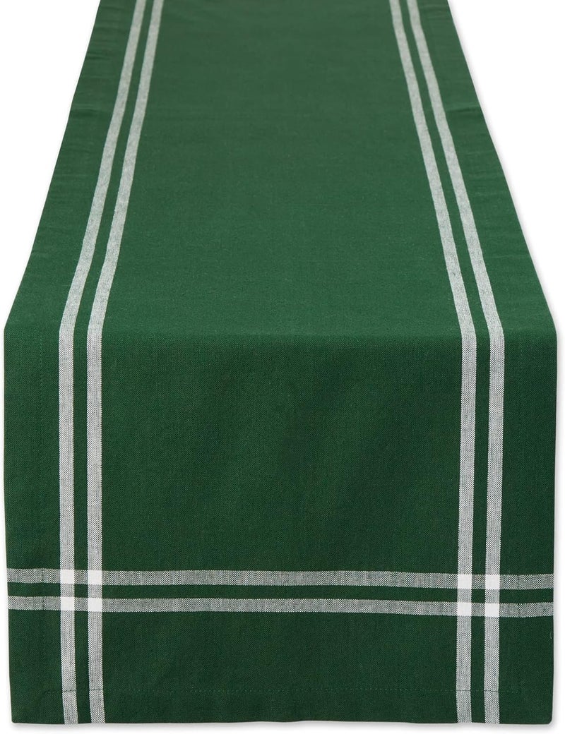 DII French Stripe Dining Table Collection Farmhouse Style Table Runner, 14x72 Inches, Balsam Green - Image 1