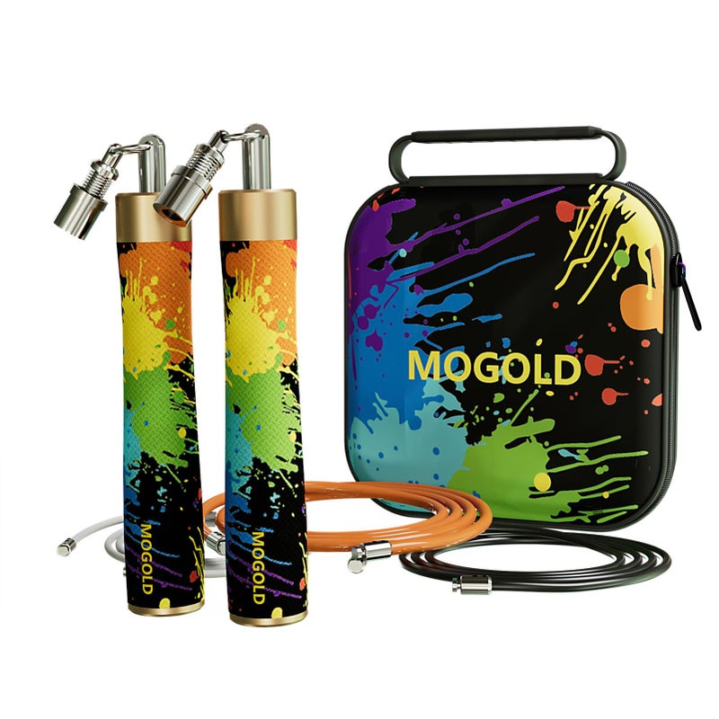 Mogold Weighted Jump Rope for Men Women Fitness Length Adjustable 98Ft 15lb 14lb 12lb Heavy jump ropes Dual Ball Bearing Design Ergonomics 25mm jumping Rope for workout Weight Loss