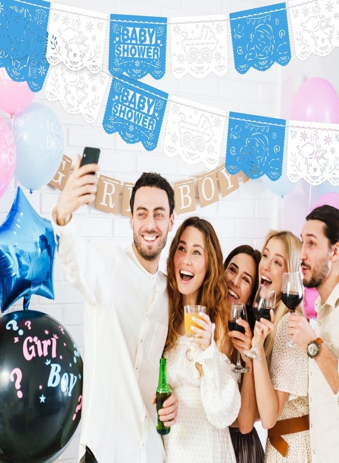Mindsoft 6 Pack 98.43 ft Baby Shower Papel Picado Mexican Banner Cielito Lindo Party Plastic Fiesta Banner Talavera Theme Decorations for Baby Shower Party Hanging(Blue and White) - Image 4