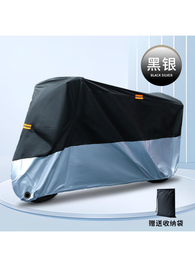 Silver-coated 210d Motorcycle Cover Outdoor Electric Vehicle Clothing Rain Cover Bicycle Sunshade Sun Protection Dust Cover