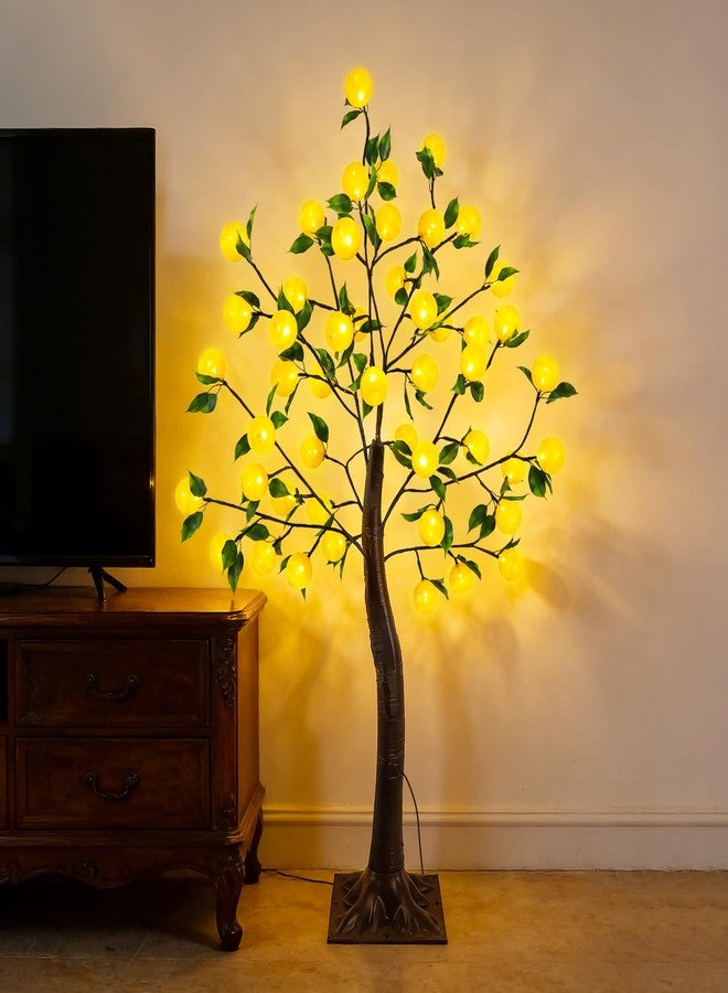 SZMiNiLED 4FT Lighted Tree for Lemon Decor, Fake Lemon Tree Indoor with Christmas Lights, Faux Lemon Tree for Home Decor, Artificial Lemon Tree for Office,Bedroom,Livingroom,Balcony - Image 1