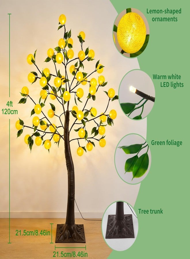 SZMiNiLED 4FT Lighted Tree for Lemon Decor, Fake Lemon Tree Indoor with Christmas Lights, Faux Lemon Tree for Home Decor, Artificial Lemon Tree for Office,Bedroom,Livingroom,Balcony - Image 2