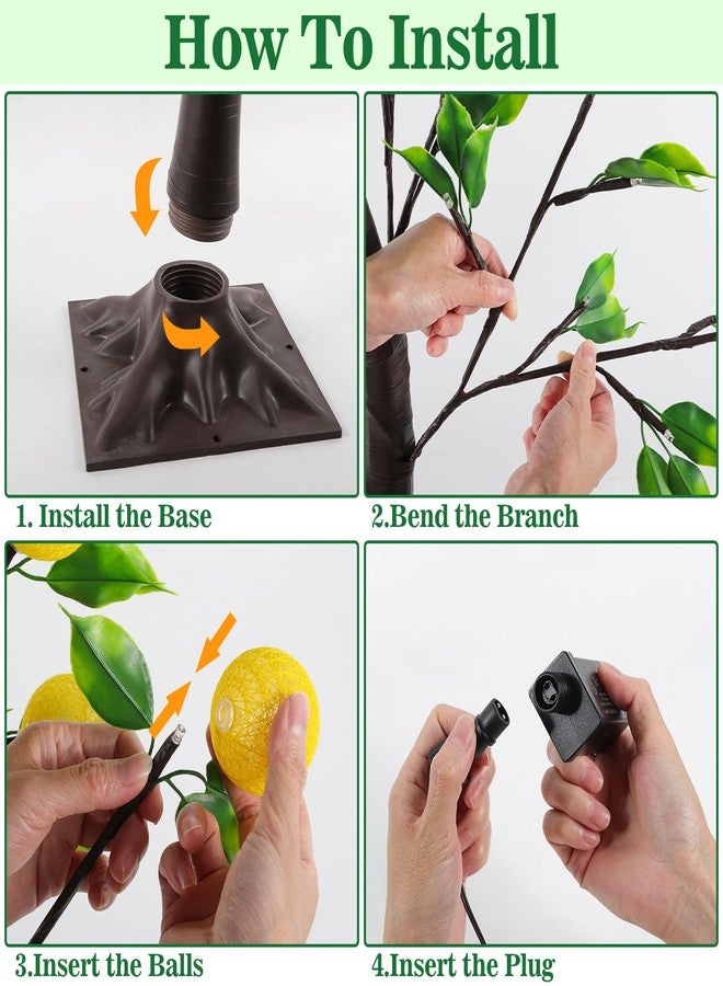 SZMiNiLED 4FT Lighted Tree for Lemon Decor, Fake Lemon Tree Indoor with Christmas Lights, Faux Lemon Tree for Home Decor, Artificial Lemon Tree for Office,Bedroom,Livingroom,Balcony - Image 4