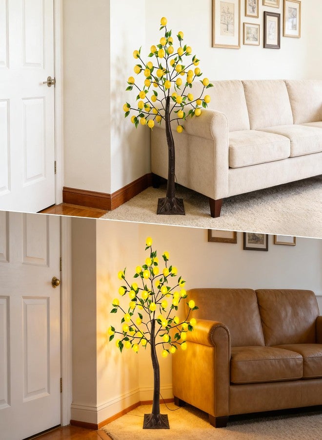 SZMiNiLED 4FT Lighted Tree for Lemon Decor, Fake Lemon Tree Indoor with Christmas Lights, Faux Lemon Tree for Home Decor, Artificial Lemon Tree for Office,Bedroom,Livingroom,Balcony - Image 3