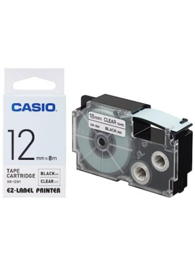 Casio tape cartridge black on clear tape XR-12X1 - Image 2