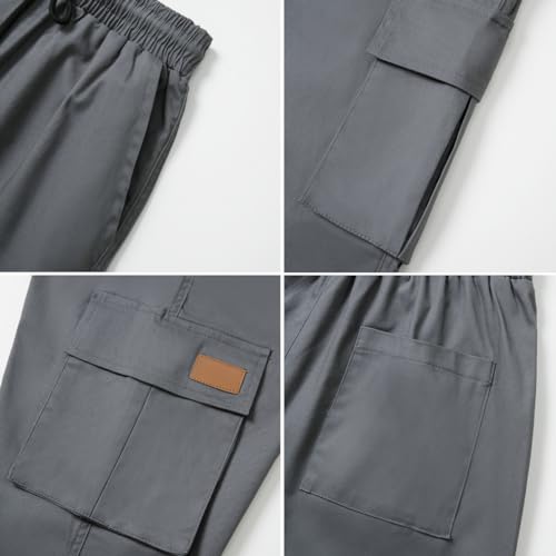 WZIKAI Mens Cargo Pants Casual Joggers Hiking Pants Loose Straight Athletic Workout Sweatpants with Pockets Gray XL - Image 5
