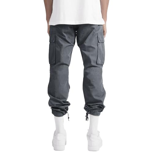 WZIKAI Mens Cargo Pants Casual Joggers Hiking Pants Loose Straight Athletic Workout Sweatpants with Pockets Gray XL - Image 4