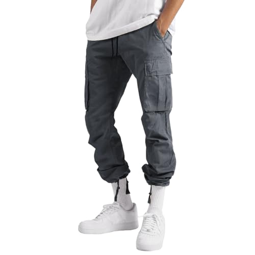 WZIKAI Mens Cargo Pants Casual Joggers Hiking Pants Loose Straight Athletic Workout Sweatpants with Pockets Gray XL - Image 2