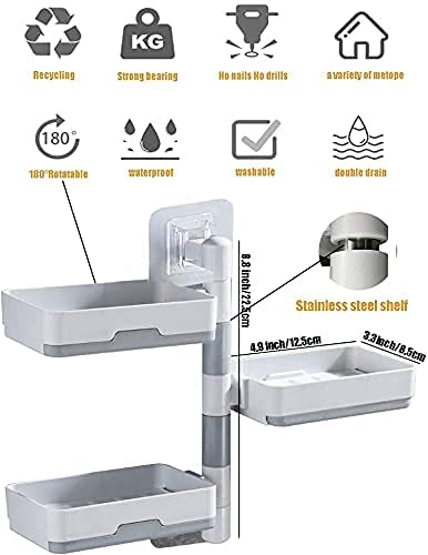 MAMYA Self Adhesive Super Powerful 3-Layer Soap Dish for Bathroom and Kitchen Sink Rotatable Soap Holder (Pack of 1) - Image 3