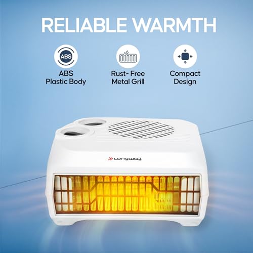 Longway Magma Fan Room Heater | 2 Heat Modes (1000W/2000W) | ISI Approved | Advanced Overheat Protection | PTC Ceramic Element | 1-Year Replacement Warranty | White - Image 4