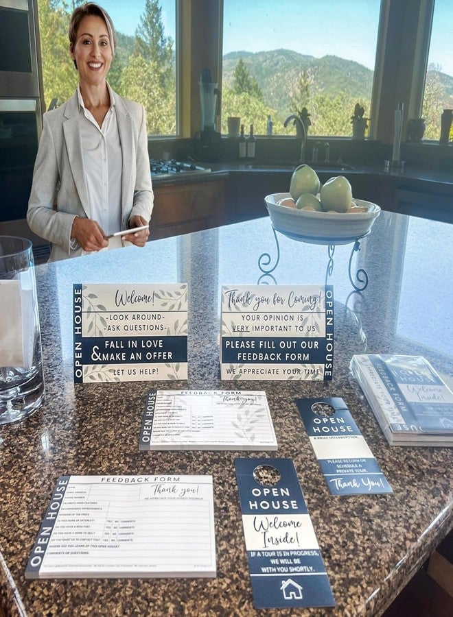 Life Charge Open House Supplies. Real Estate Sign in Book Guest Registry Notepad for Collecting Realtor Leads & Home Sale Feedback. Kit has Form Pads, Door Hangers & Tent Card Displays. Stately Blue,Two-pack. - Image 2
