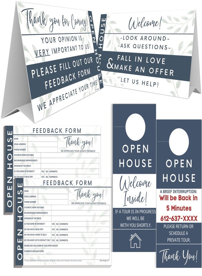 Life Charge Open House Supplies. Real Estate Sign in Book Guest Registry Notepad for Collecting Realtor Leads & Home Sale Feedback. Kit has Form Pads, Door Hangers & Tent Card Displays. Stately Blue,Two-pack. - Image 1