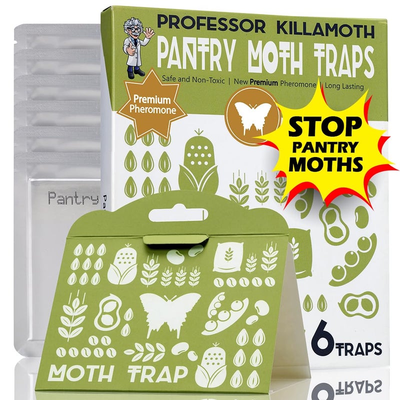 Professor Killamoth Pantry Moth Traps 6 Pack | Child and Pet Safe | No Insecticides | Premium Attractant - Image 1
