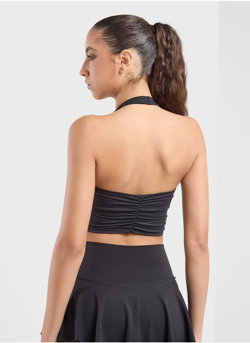 FRWD Halter Neck Ruched Back Sports Bra