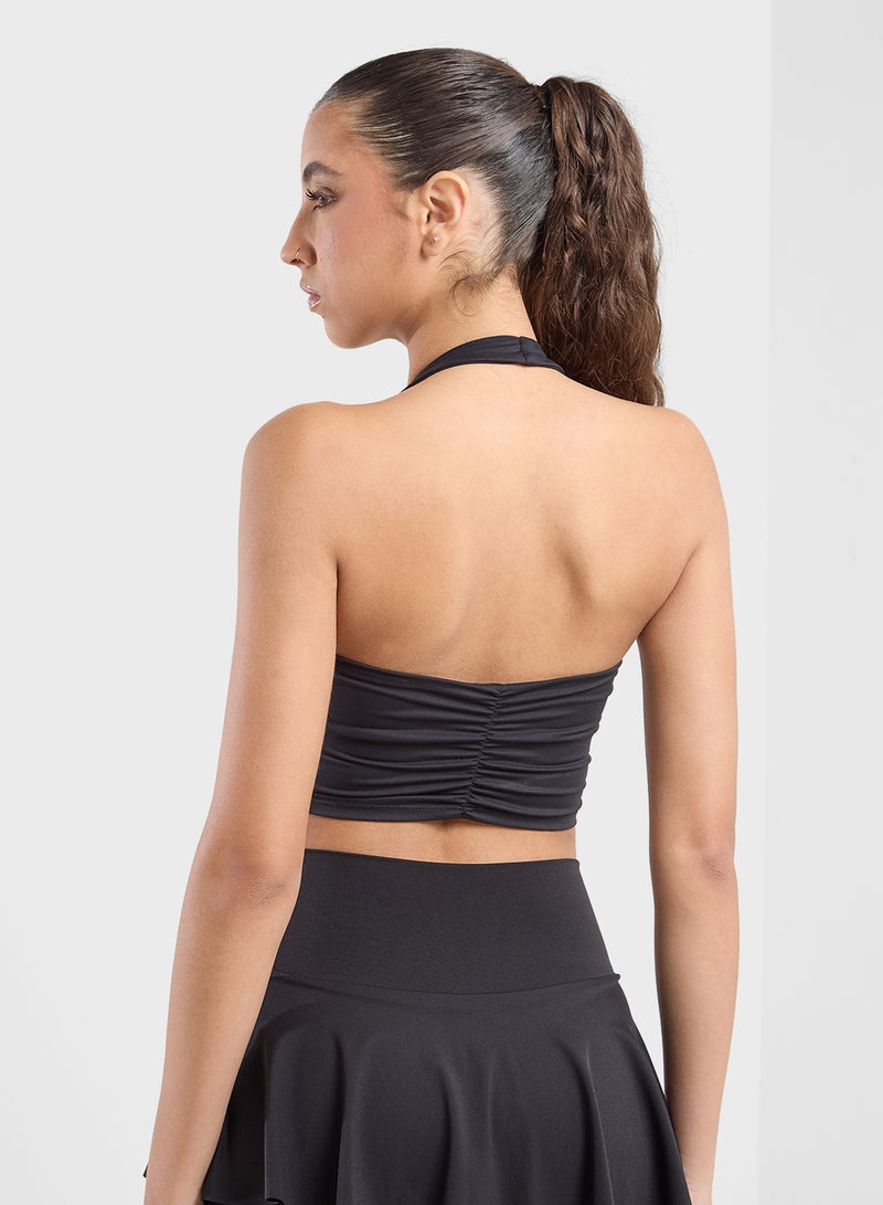 FRWD Halter Neck Ruched Back Sports Bra  - Image 2