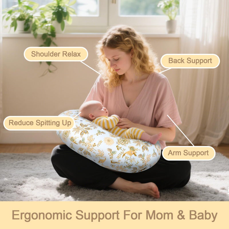 x-vesolje Baby Nursing Pillow for Breastfeeding, Adjustable Breastfeeding Pillow for Bottle Feeding, Nursing Support Pillow for Mom and Baby Healthier Nursing, Removable Cover- Floral - Image 2