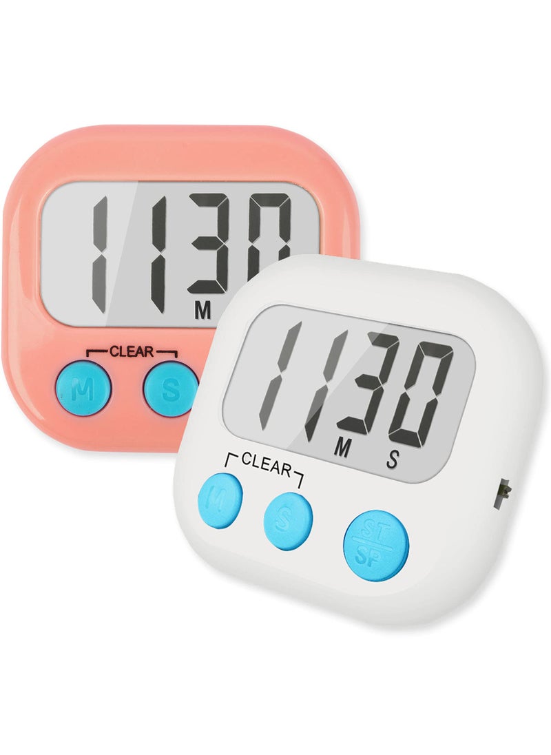 AOUCE 2Pack Classroom Timers for Teachers Kids Digital Timer Pink White 