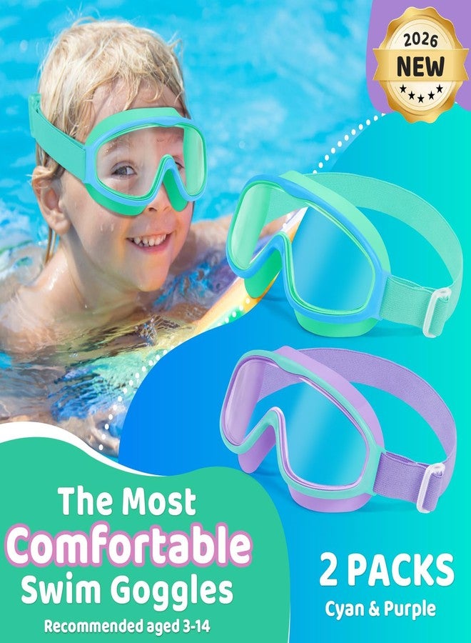 Vvinca Kids Goggles with Comfort Fabric Strap, Kids Swim Goggles Wide View Anti-Fog/UV No Leaking Swimming Goggles for 3-14 - Image 2