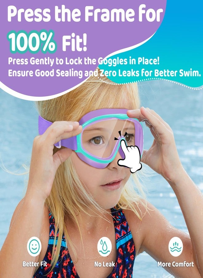 Vvinca Kids Goggles with Comfort Fabric Strap, Kids Swim Goggles Wide View Anti-Fog/UV No Leaking Swimming Goggles for 3-14 - Image 3