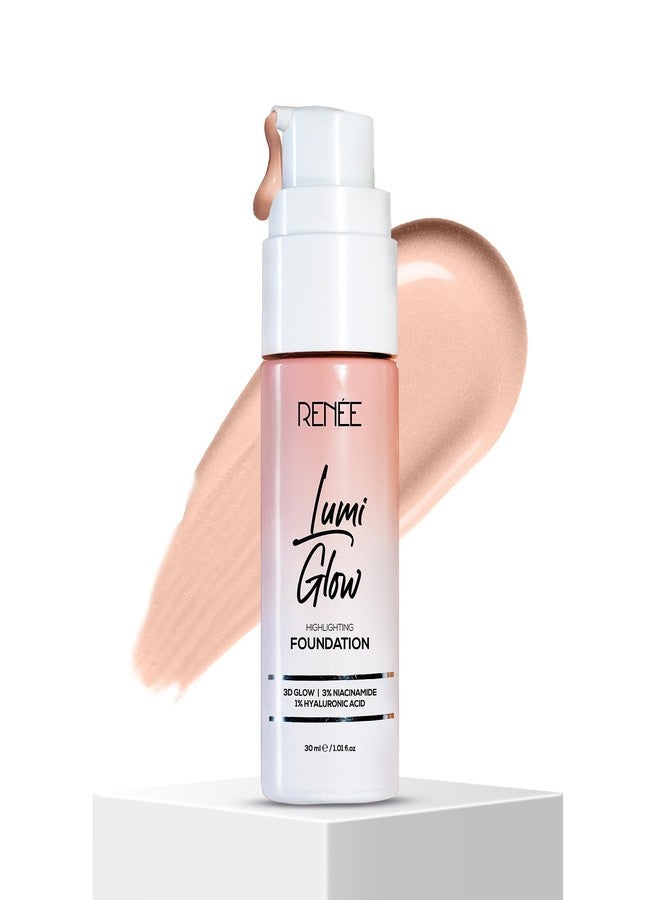 RENEE Lumi Glow Highlighting Liquid Foundation - Satin Ivory | Dewy Finish, Buildable Coverage & 3D Glow | Hydrates & Smoothens For Luminous Skin | With Hyaluronic acid & Niacinamide | 30ml - Image 1