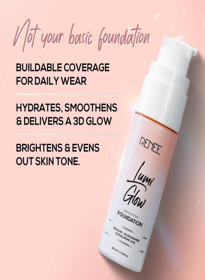 RENEE Lumi Glow Highlighting Liquid Foundation - Satin Ivory | Dewy Finish, Buildable Coverage & 3D Glow | Hydrates & Smoothens For Luminous Skin | With Hyaluronic acid & Niacinamide | 30ml - Image 4