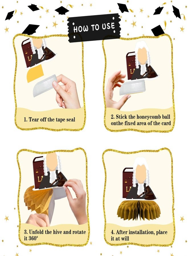 INNORU Lawyer Graduation Table Honeycomb Centerpieces, Congrats Lawyer Grad Party Table Toppers Law School Graduation Decoration Supplies Lawyer Grad Sign Table Centerpieces 9 PCS - Image 4