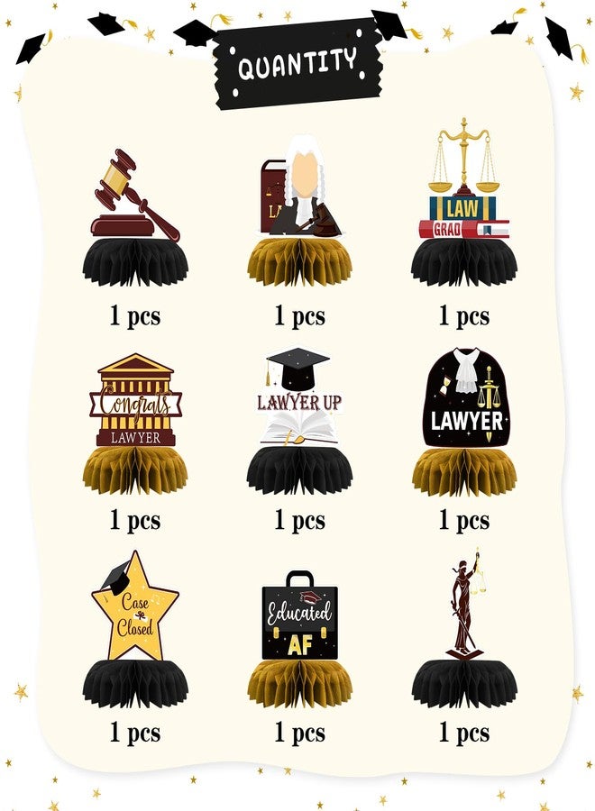 INNORU Lawyer Graduation Table Honeycomb Centerpieces, Congrats Lawyer Grad Party Table Toppers Law School Graduation Decoration Supplies Lawyer Grad Sign Table Centerpieces 9 PCS - Image 3