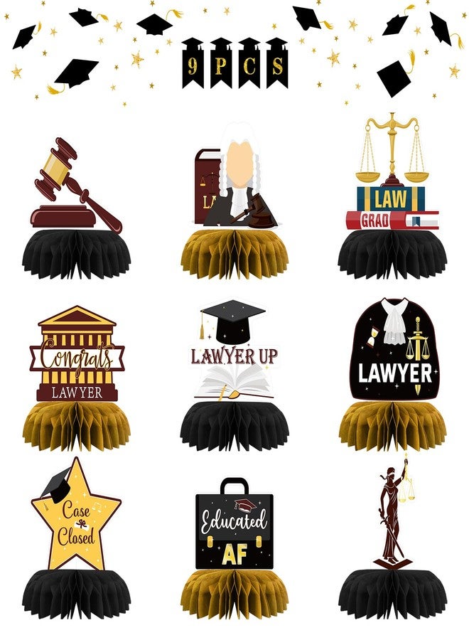 INNORU Lawyer Graduation Table Honeycomb Centerpieces, Congrats Lawyer Grad Party Table Toppers Law School Graduation Decoration Supplies Lawyer Grad Sign Table Centerpieces 9 PCS - Image 1
