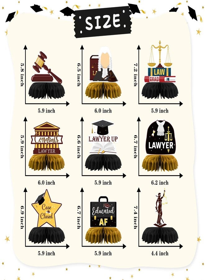 INNORU Lawyer Graduation Table Honeycomb Centerpieces, Congrats Lawyer Grad Party Table Toppers Law School Graduation Decoration Supplies Lawyer Grad Sign Table Centerpieces 9 PCS - Image 2