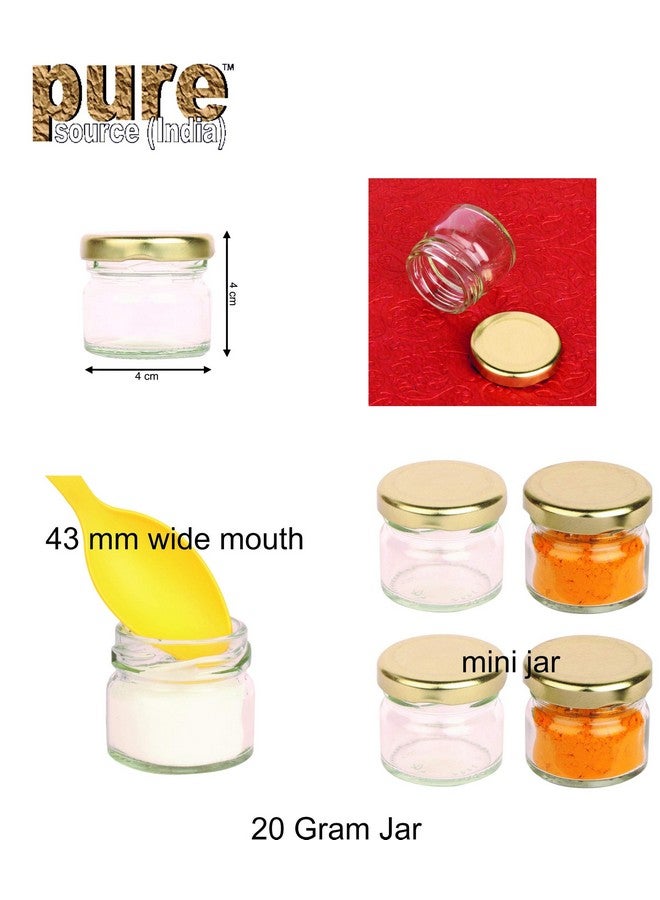 Pure Source India Very Small Mini Glass Jar Containers Cookie Jars - 20 Ml, 4 Piece, Clear - Image 2