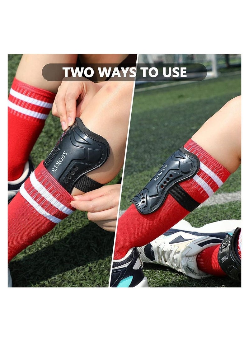 Football Shin Guards, 2 Pair Soccer Guards with Socks for Kids Youth, Lightweight Breathable Calf & Ankle Protective Gear Pads Equipment 6-15 Years Teenagers