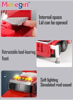MEBEGIN Fire Truck Toy with Lights and Sounds Friction Powered Car Fire Engine Truck with Water Pump Sirens and Extending Ladder Firefighter Toy Truck for Toddler  - Image 3