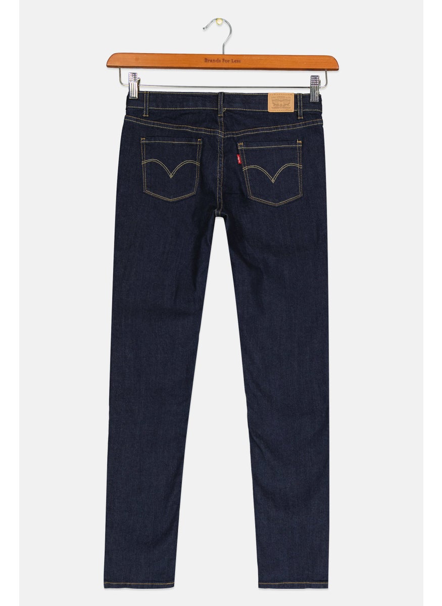 Levi's Kids Girl Skinny Fit Wash Stretchable Denim Jeans, Navy  - Image 2