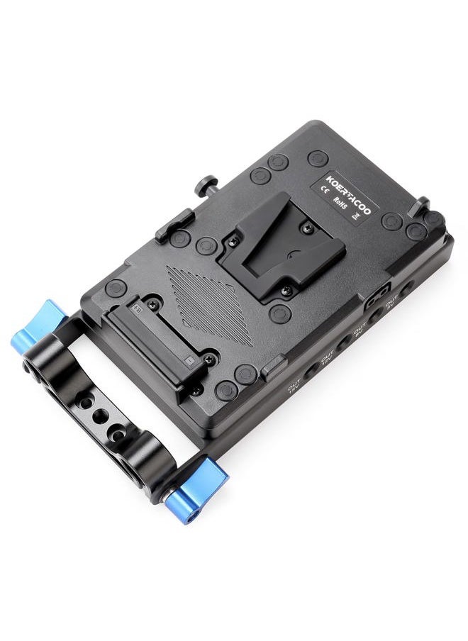KOERTACOO - V-Mount Lock Battery Plate Power Supply Splitter Adapter with 15mm Rod Clamp + NP-FW50 Dummy Battery Compatible with Sony Alpha A7 A7S A7R a7II a7SII a7RII A6000 A6100 A6300 A6500 Cameras - Image 1