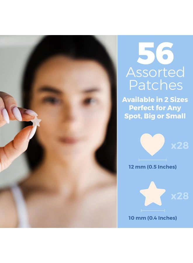 MEDca Acne Patches for Face - Hydrocolloid Bandages (56 Count) Pimple Patches for Face in Hearts & Stars, Acne Spot Treatment Care for Face & Skin Spot Patch Conceals Zits, Acne and Blackheads - Image 5