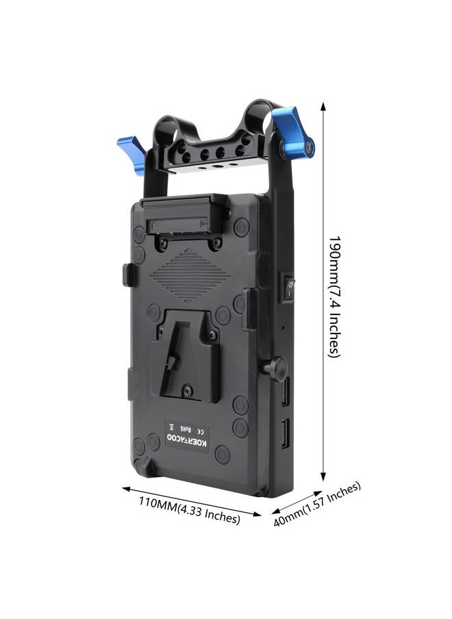 KOERTACOO - V-Mount Lock Battery Plate Power Supply Splitter Adapter with 15mm Rod Clamp + NP-FW50 Dummy Battery Compatible with Sony Alpha A7 A7S A7R a7II a7SII a7RII A6000 A6100 A6300 A6500 Cameras - Image 1