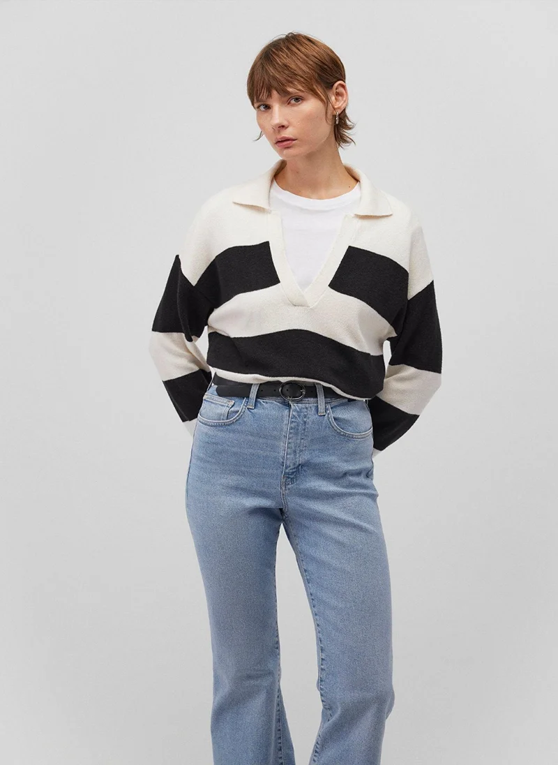MAVI V-NECK SWEATER Black Stripe