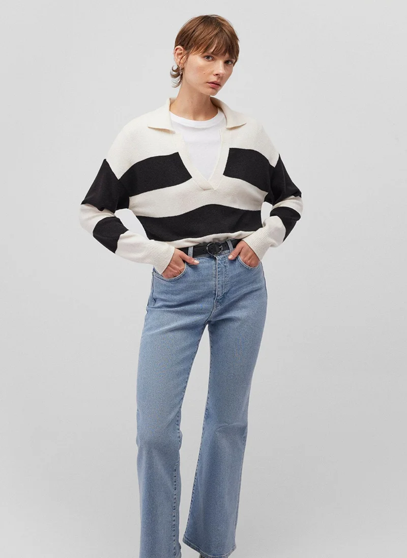 MAVI V-NECK SWEATER Black Stripe