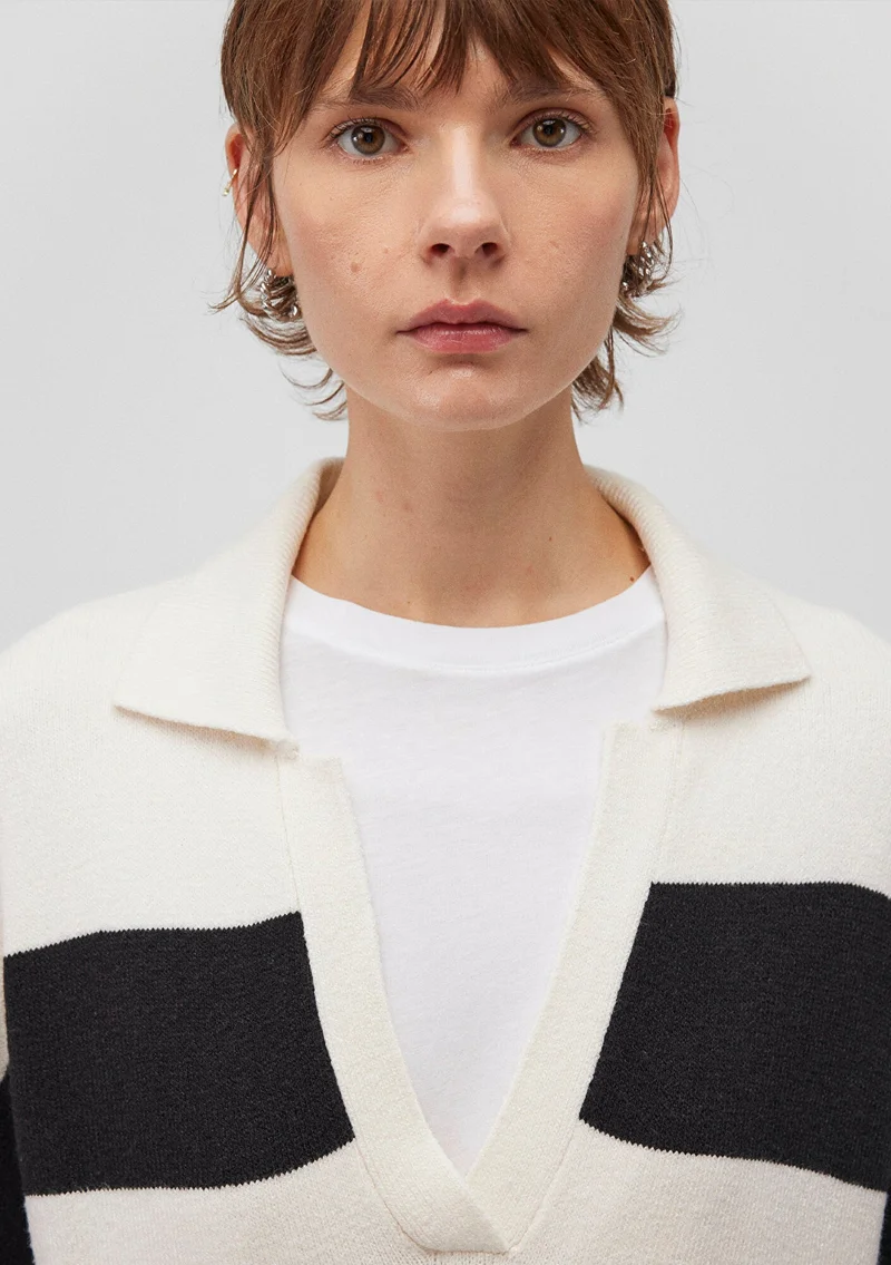 MAVI Black Striped Knit Polo