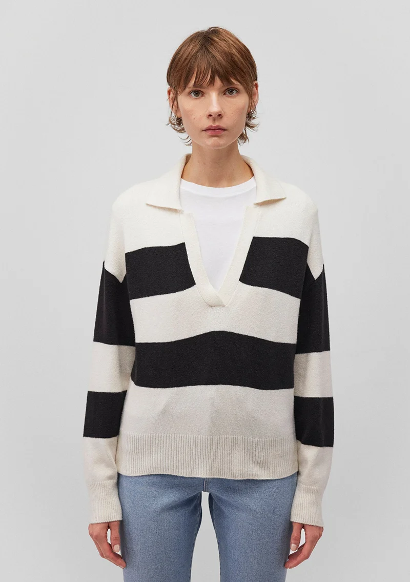 MAVI Black Striped Knit Polo