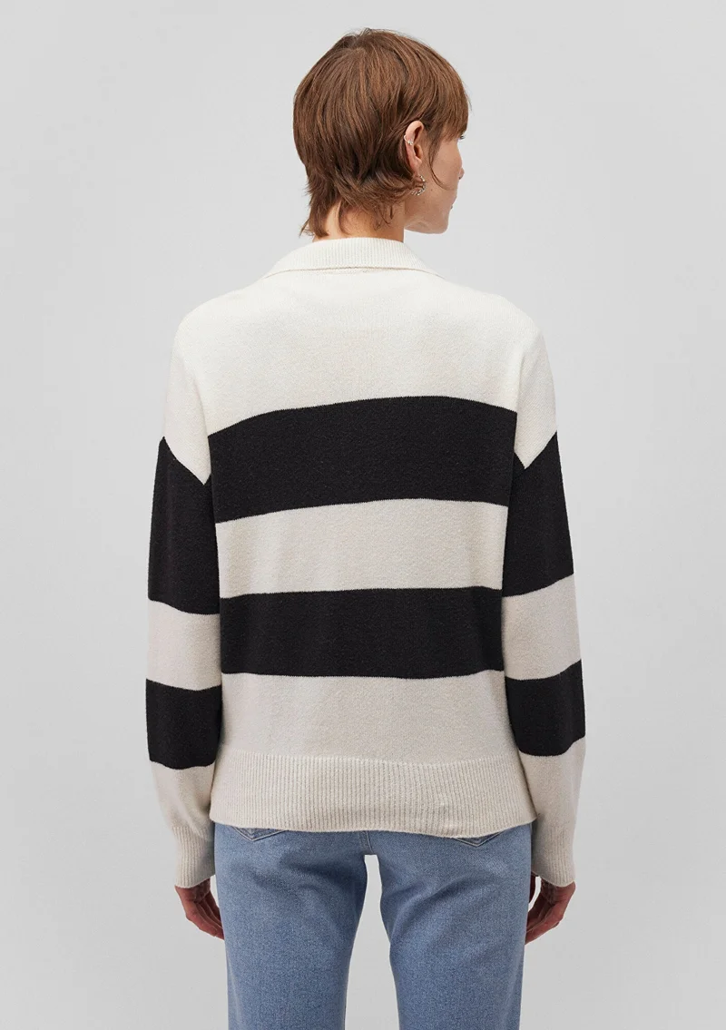 MAVI Black Striped Knit Polo