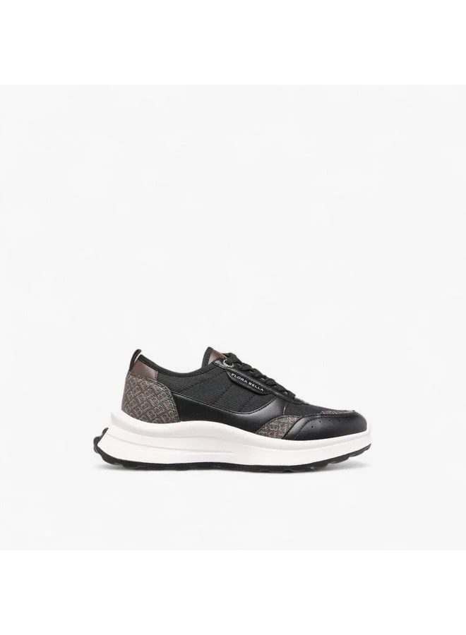 Women Monogram Print Sneakers with Lace-Up Closure