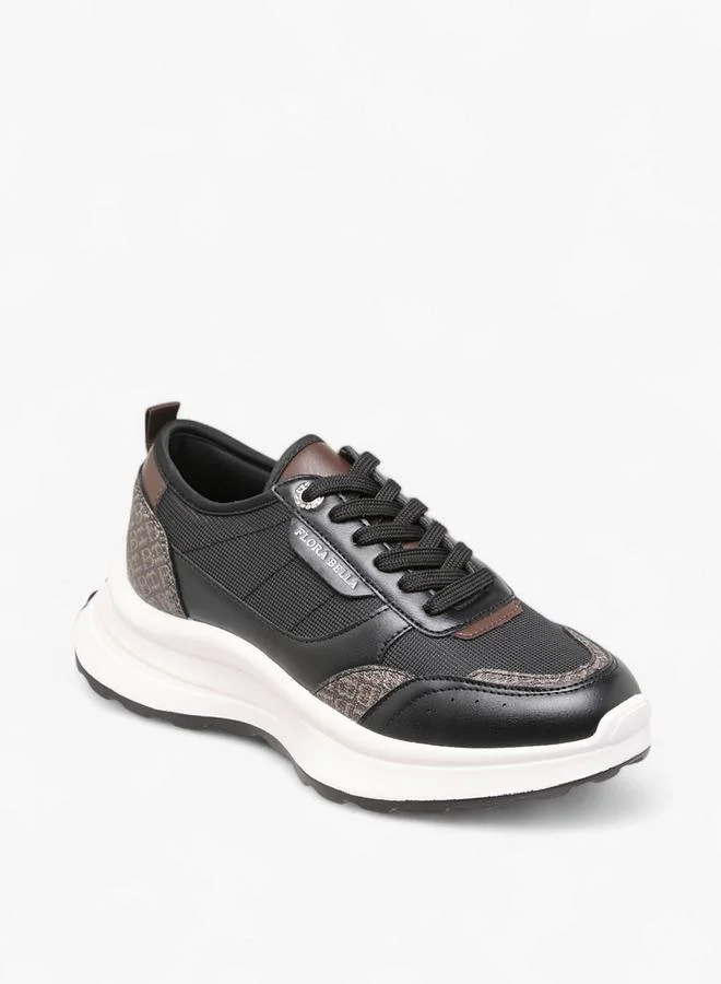 Women Monogram Print Sneakers with Lace-Up Closure