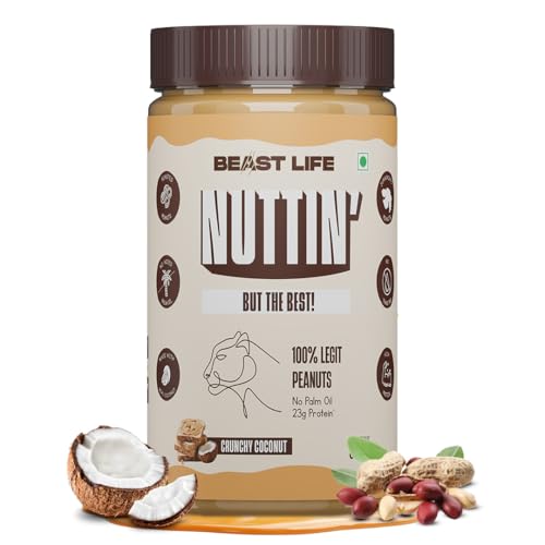 BeastLife Crunchy Coconut Peanut Butter | 24.5 G Protein | 800 gm | 100% Peanuts, High Protein | Zero Palm Oil | Non‑GMO Nut Butter | Fitness-Friendly Spread | Zero Cholesterol - Image 1