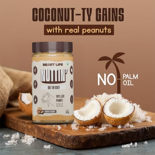 BeastLife Crunchy Coconut Peanut Butter | 24.5 G Protein | 800 gm | 100% Peanuts, High Protein | Zero Palm Oil | Non‑GMO Nut Butter | Fitness-Friendly Spread | Zero Cholesterol - Image 2