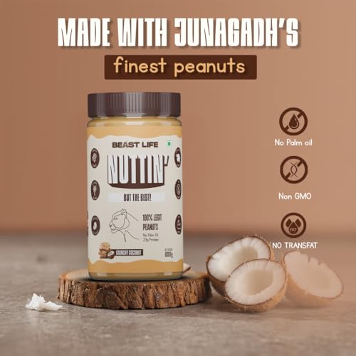 BeastLife Crunchy Coconut Peanut Butter | 24.5 G Protein | 800 gm | 100% Peanuts, High Protein | Zero Palm Oil | Non‑GMO Nut Butter | Fitness-Friendly Spread | Zero Cholesterol - Image 5