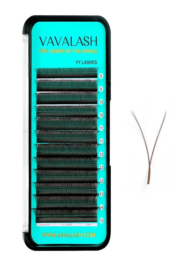 VAVALASH YY Lash Extensions Brown Color Tray Easy Premade Volume 2D Fans Eyelash Extension YY Type Natural Volume Lashes Extension Soft Matte Black Lashes (Brown-YY-0.07-C-8-15mm) - Image 1