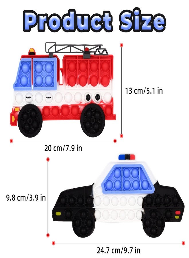 DEARIDAP 2 PCS Fidget Sensory , Fire Engines and Police Cars Prop, Stress and Anxiety Relief Sensory Objects, Silicone Squeeze Set for Adults School Party Favors - Image 2